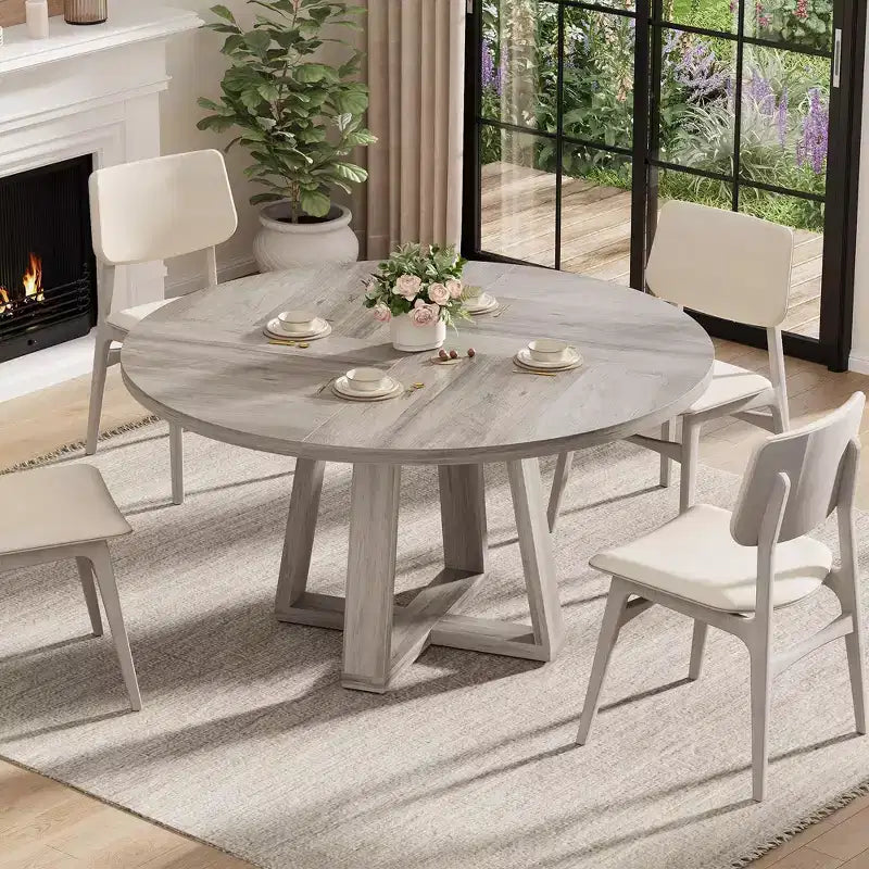 Dining Table for 4-6 People, Kitchen Table, Round Dining Room Table for Kitchen, 47 Inch Round Table for Dining Room(Table Only)