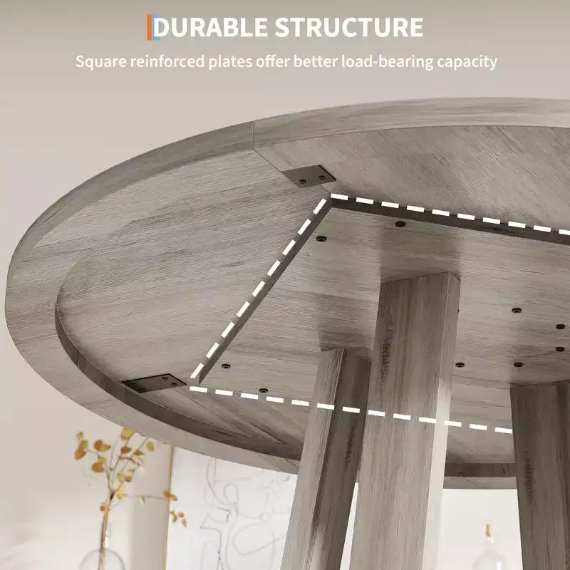 Dining Table for 4-6 People, Kitchen Table, Round Dining Room Table for Kitchen, 47 Inch Round Table for Dining Room(Table Only)
