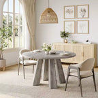 Round Dining Table for 4-6 People, 47 Inches Dining Room Table with Wooden Pedestal Base, Kitchen & Dining Room Tables, Circle Kitchen Tables