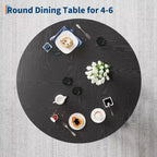 Round Dining Table for 4-6 People, 47 Inches Dining Room Table with Wooden Pedestal Base, Kitchen & Dining Room Tables, Circle Kitchen Tables