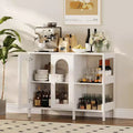 Acekool White 39.4 Inch Modern Glass Door Display Cabinet with Golden Handles, for Dining Room & Living Room Storage