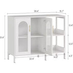 39.4" White Modern Glass Door Display Cabinet with Gold Handles, Dining & Living Room
