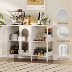 39.4" White Modern Glass Door Display Cabinet with Gold Handles, Dining & Living Room