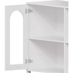 39.4" White Modern Glass Door Display Cabinet with Gold Handles, Dining & Living Room