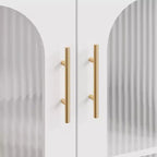 39.4" White Modern Glass Door Display Cabinet with Gold Handles, Dining & Living Room