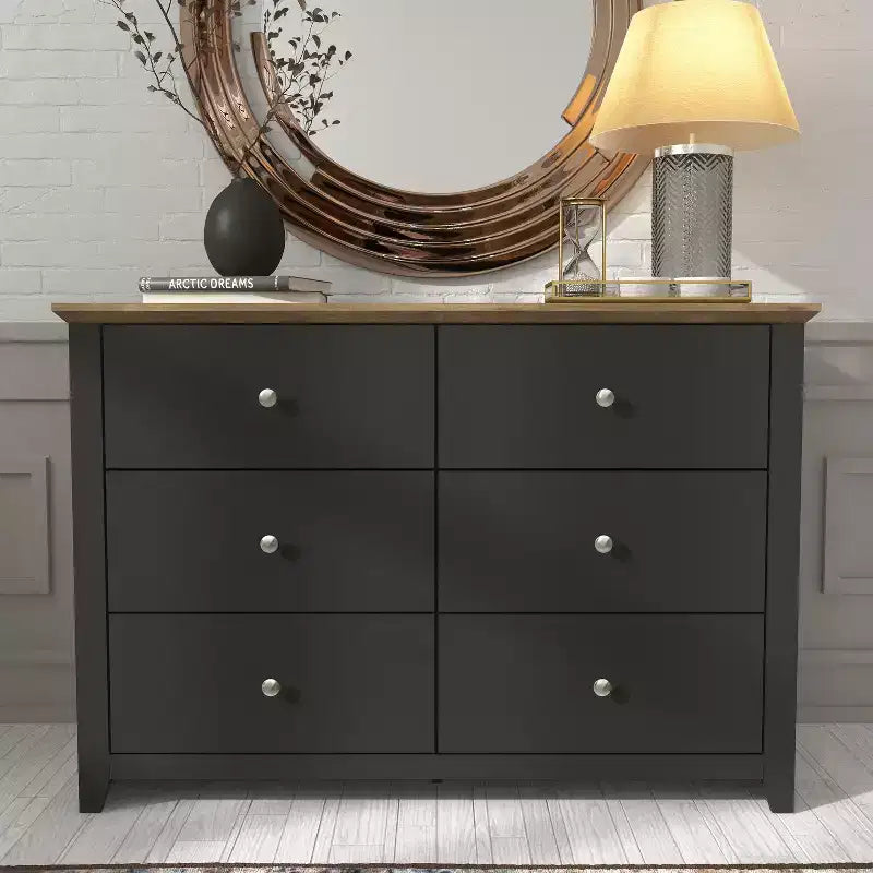 6-Drawer Double Dresser with Interlock Safety, 46.9"W x 16.4"D x 32.0"H