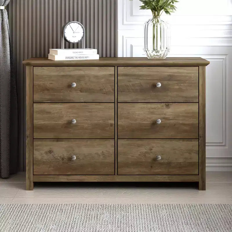 6-Drawer Double Dresser with Interlock Safety, 46.9"W x 16.4"D x 32.0"H
