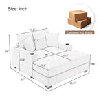 Oversized Chenille Chaise Lounger Sofa with Charge Station & Cup Holders