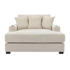 Oversized Chenille Chaise Lounger Sofa with Charge Station & Cup Holders