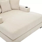 Oversized Chenille Chaise Lounger Sofa with Charge Station & Cup Holders