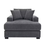 Oversized Chenille Chaise Lounger Sofa with Charge Station & Cup Holders