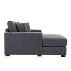 Oversized Chenille Chaise Lounger Sofa with Charge Station & Cup Holders