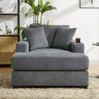 GDFStudio Polly Oversized Chenille Chaise Lounger Sofa with Charge Station and Cup Holders