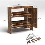 Shoe cabinet with 2 flip-top drawers, freestanding storage unit with metal legs, suitable for entryways, narrow shoe rack, country brown color