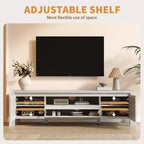 Rustic-style TV Cabinet Table with Sliding Doors and Adjustable Shelves, Living Room TV Cabinet, Console Table with Storage, Suitable for the Bedroom