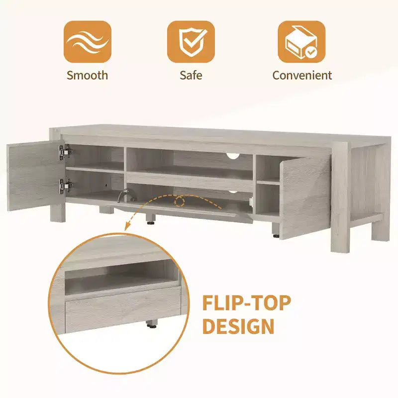 Rustic-style TV Cabinet Table with Sliding Doors and Adjustable Shelves, Living Room TV Cabinet, Console Table with Storage, Suitable for the Bedroom