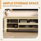 Rustic-style TV Cabinet Table with Sliding Doors and Adjustable Shelves, Living Room TV Cabinet, Console Table with Storage, Suitable for the Bedroom