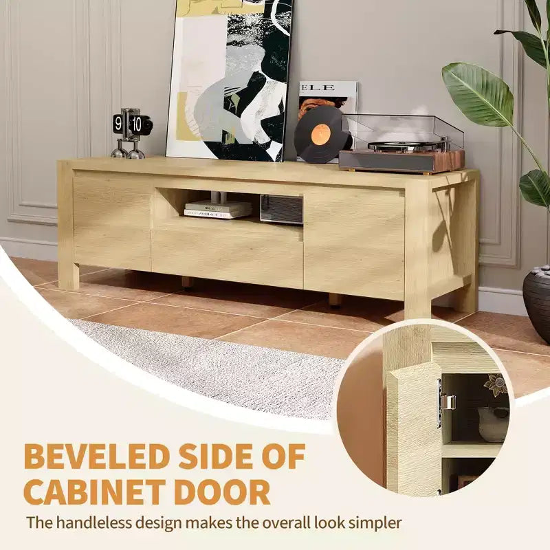 Rustic-style TV Cabinet Table with Sliding Doors and Adjustable Shelves, Living Room TV Cabinet, Console Table with Storage, Suitable for the Bedroom