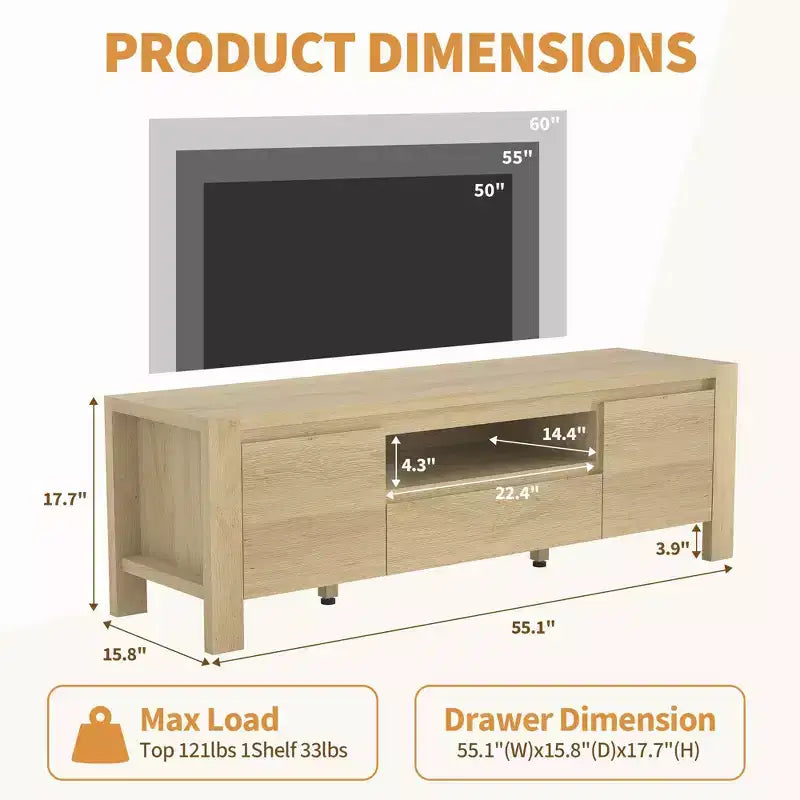 Rustic-style TV Cabinet Table with Sliding Doors and Adjustable Shelves, Living Room TV Cabinet, Console Table with Storage, Suitable for the Bedroom