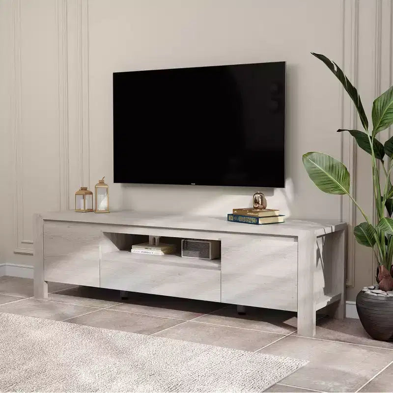 Rustic-style TV Cabinet Table with Sliding Doors and Adjustable Shelves, Living Room TV Cabinet, Console Table with Storage, Suitable for the Bedroom