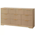 GustoWave 55 White Fluted Dresser with Gold Handles, 10-Drawer Double Dresser Organizer, Modern Long Chest for Bedroom Closet Storage