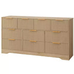 GustoWave 55 White Fluted Dresser with Gold Handles, 10-Drawer Double Dresser Organizer, Modern Long Chest for Bedroom Closet Storage