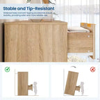 55" White Fluted Double Dresser with 10 Drawers & Gold Handles, Bedroom Chest
