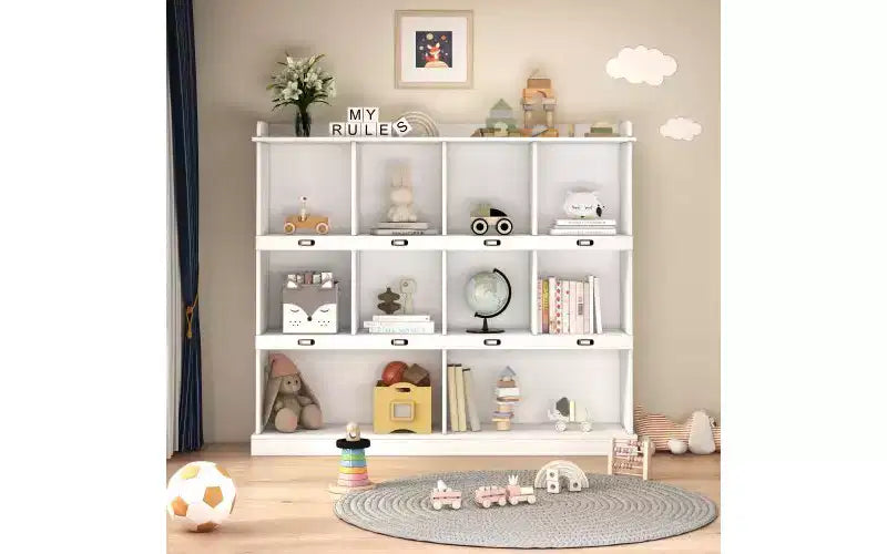 10-Shelf Open Bookcase with Cubbyhole Storage, Large Display Cabinet for Living Room