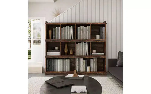 10-Shelf Open Bookcase with Cubbyhole Storage, Large Display Cabinet for Living Room