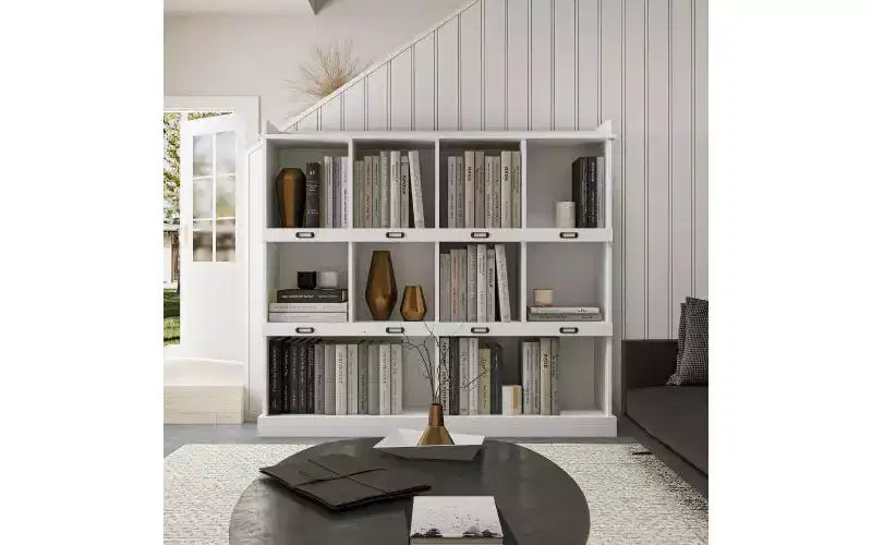 10-Shelf Open Bookcase with Cubbyhole Storage, Large Display Cabinet for Living Room