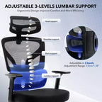 Ergonomic Mesh Office Chair with 3D Lumbar Support, Adjustable Armrest & Headrest