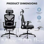 Ergonomic Mesh Office Chair with 3D Lumbar Support, Adjustable Armrest & Headrest