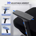 Ergonomic Mesh Office Chair with 3D Lumbar Support, Adjustable Armrest & Headrest