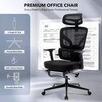 Ergonomic Mesh Office Chair with 3D Lumbar Support, Adjustable Armrest & Headrest