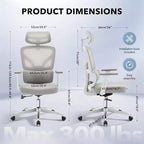 Ergonomic Mesh Office Chair with 3D Lumbar Support, Adjustable Armrest & Headrest