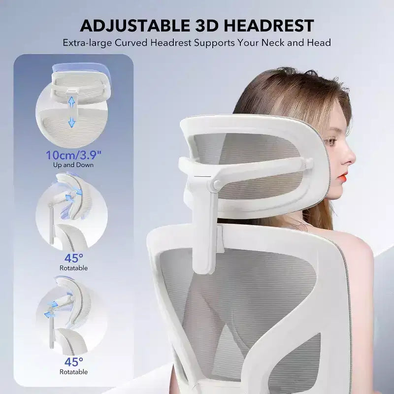 Ergonomic Mesh Office Chair with 3D Lumbar Support, Adjustable Armrest & Headrest