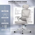 Ergonomic Mesh Office Chair with 3D Lumbar Support, Adjustable Armrest & Headrest