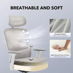 Ergonomic Mesh Office Chair with 3D Lumbar Support, Adjustable Armrest & Headrest