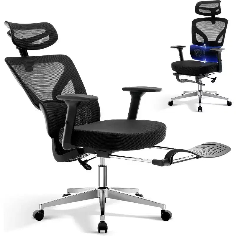 Ergonomic Mesh Office Chair with 3D Lumbar Support, Adjustable Armrest & Headrest