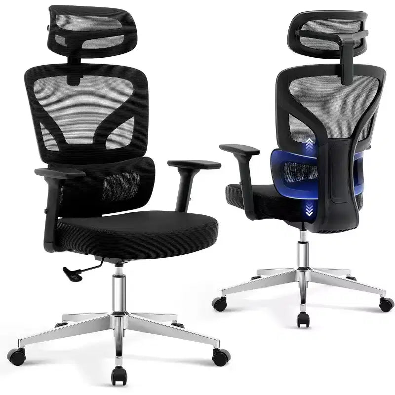 Ergonomic Mesh Office Chair with 3D Lumbar Support, Adjustable Armrest & Headrest