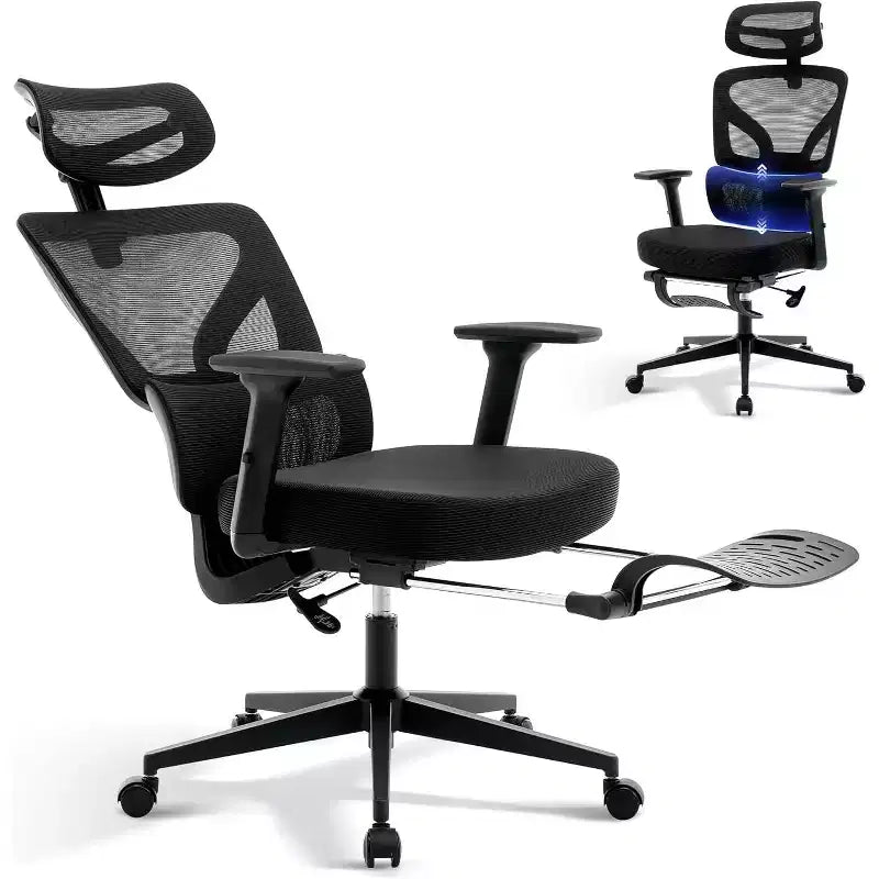 Ergonomic Mesh Office Chair with 3D Lumbar Support, Adjustable Armrest & Headrest
