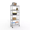 61-Inch Metal Storage Rack with Wheels, 5-Tier Adjustable Wire Mesh Rack with Side Handles, Rolling Shelving Unit for Kitchen and Home, Silver