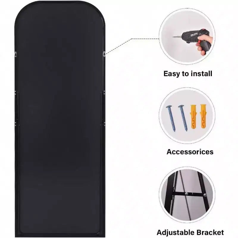28x71 Black Full Length Mirror with Stand. A Large Full Body Mirror for Freestanding, Hanging, or Leaning
