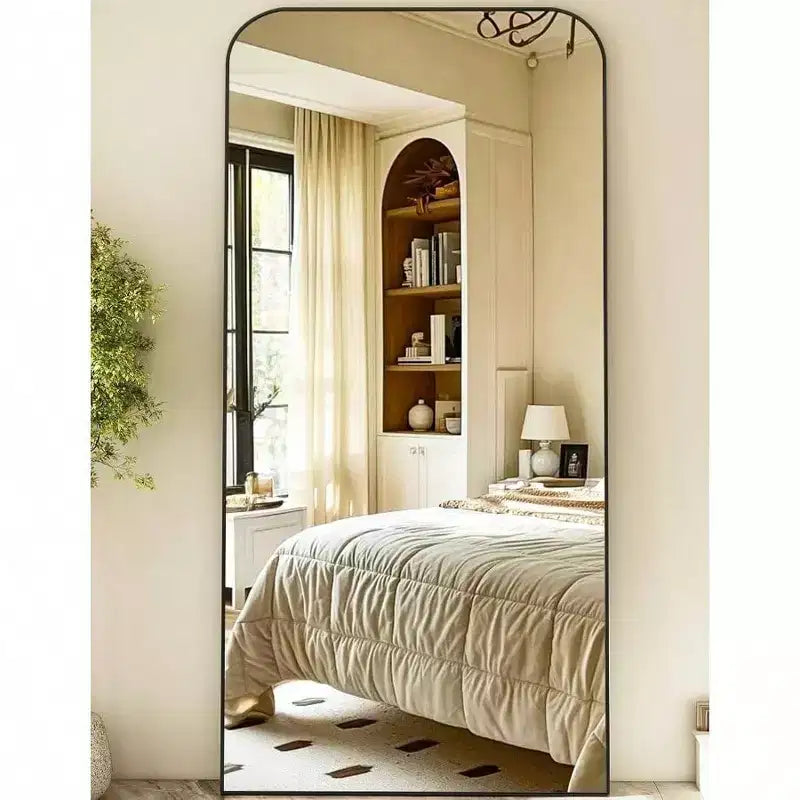 28x71 Black Full Length Mirror with Stand. A Large Full Body Mirror for Freestanding, Hanging, or Leaning