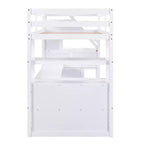 Full/Twin Loft Bed with Built-In Desk, Shelves, Storage Staircase & 2 Drawers