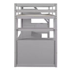 Full/Twin Loft Bed with Built-In Desk, Shelves, Storage Staircase & 2 Drawers