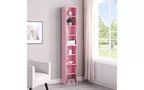 8-Tier Narrow Bookshelf with Adjustable Shelves & Wavy Border, Display Cabinet for Living Room