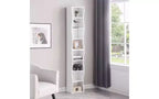 8-Tier Narrow Bookshelf with Adjustable Shelves & Wavy Border, Display Cabinet for Living Room