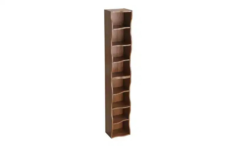 8-Tier Narrow Bookshelf with Adjustable Shelves & Wavy Border, Display Cabinet for Living Room