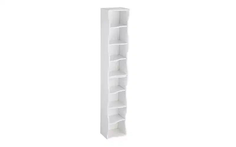 8-Tier Narrow Bookshelf with Adjustable Shelves & Wavy Border, Display Cabinet for Living Room